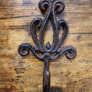Vintage Cast Iron Wall Hook Rustic Brown