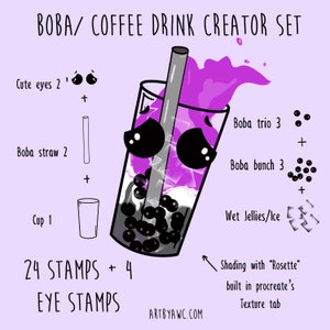 Boba Stempel Set für Procreate | Stempel | Procreate Pinselset