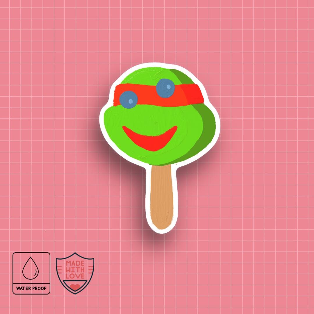 Tmnt Raphael Stickers Raphael Ice Cream Sticker | Ninja Turtle Sticker | Red - Etsy