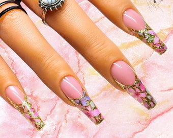 Blumen Frühling Nail Art Design / Luxus Gel Press On Nails