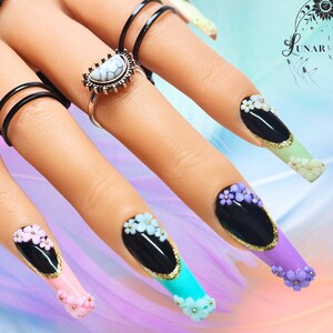 Pastel French Tip Nail Art Design/ Luxury Gel Press On Nails