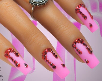 Blood Drip Halloween Nail Art/ Luxury Gel Press On Nails