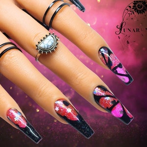 Pink Jelly Glitter Encapsulated Nail Art Design/ Luxury Gel Press On Nails