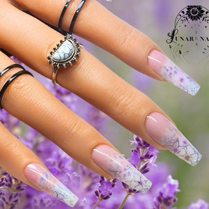 Ombre Floral French Tip Nail Art Design/ Luxury Gel Press On Nails