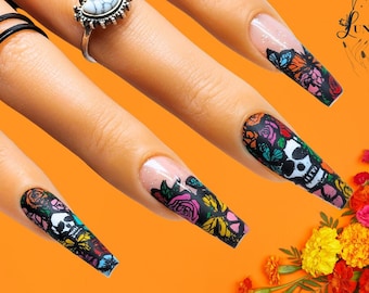 シュガースカルのメキシカンネイルアートデザイン/高級ジェルプレス