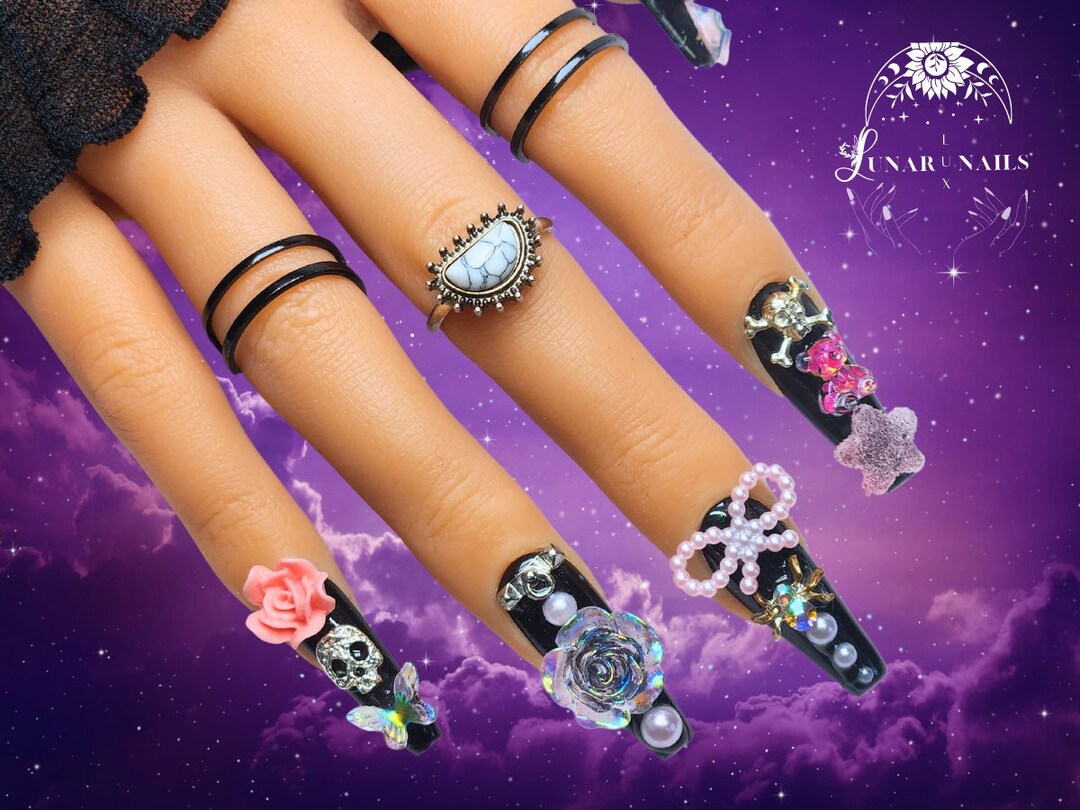 Halloween JUNK Nail Art Design/ Luxury Gel Press on Nails - Etsy