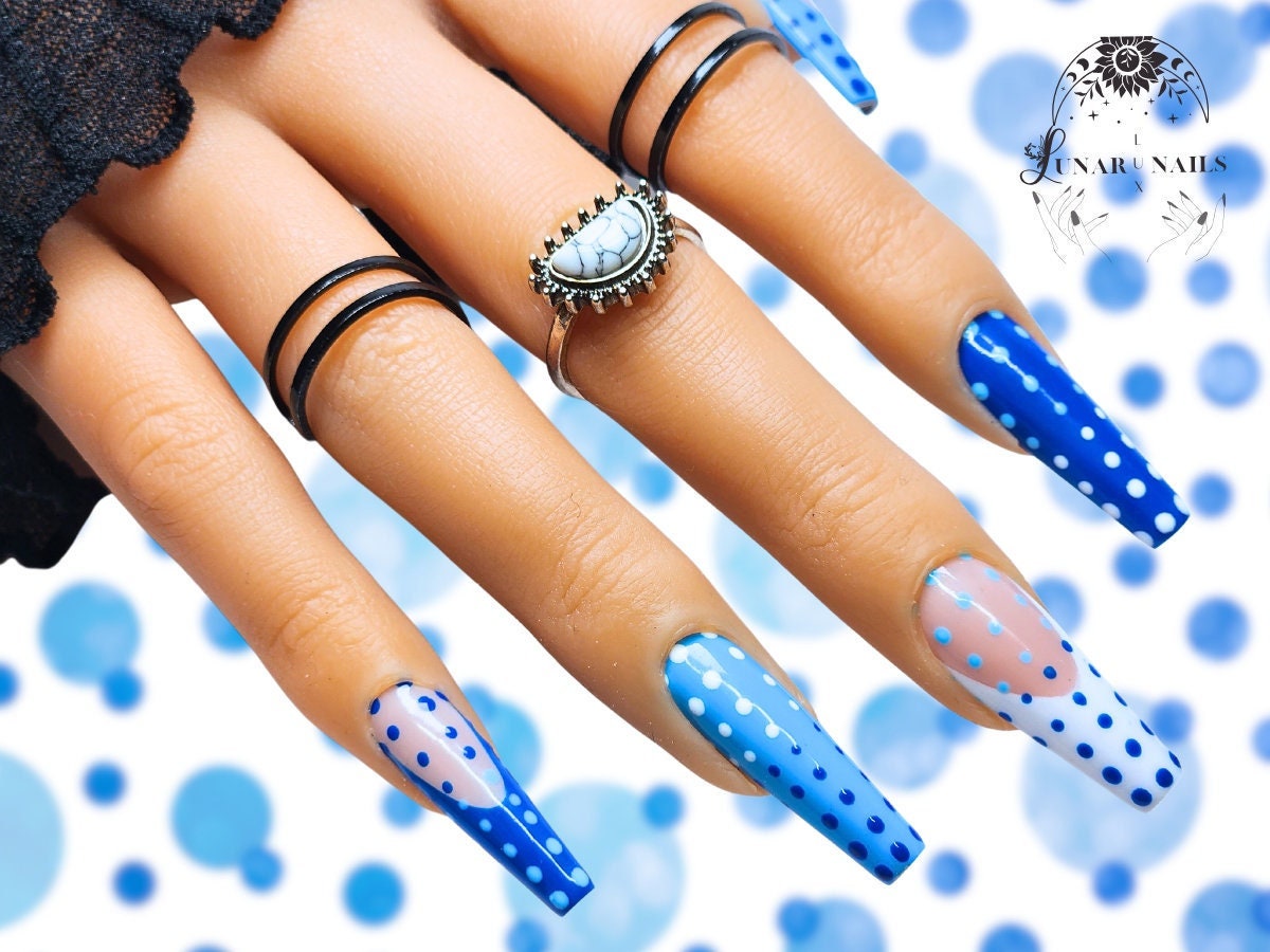 Blue Polka Dot Nails