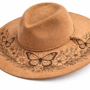 Butterfly Hat Brim Design SVG | Floral Pyrography Pattern (Digital Download)