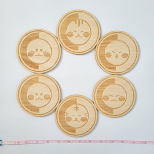 Oneus 木製コースター | バルト海バーチ | Kpop コースター | かわいい動物コースター | メンバーセット | ToMoon グッズ | ホームデコレーション