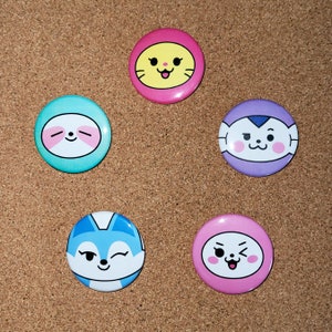 ITZY WDZY Pinback Buttons | Pins | Kpop Badges | Cute Animal Magnets | Member Set | Merch for Midzy | Wearable Accessory