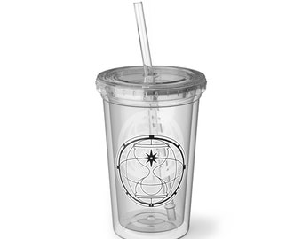 ATEEZ Cromer Logo Transparent Clear Acrylic Cup with Straw | Kpop Merch for ATINY | Gift for Her & Him | BPA-Free | Minimalist Hourglass