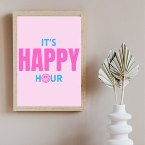 HAPPY HOUR PRINT, digitaler Download Trendy Prints, Bar Cart Print, College Wandkunst