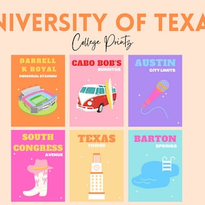 UNIVERSITY OF TEXAS Printz, Digital Download Prints, Set of 6