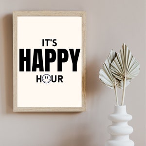 HAPPY HOUR PRINT, Digital Download Trendy Prints, Bar Cart Print, College Wall Art, Retro Trendy Prints