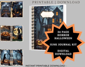 Horror Halloween Junk Journal Kit | Vintage Killer Ephemera (Digitaler Download)