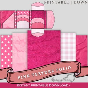 Pink Texture Folio Kit • 12-Page Digital Download • Printable Junk Journal Pages • Soft Aesthetic Ephemera • Instant Access