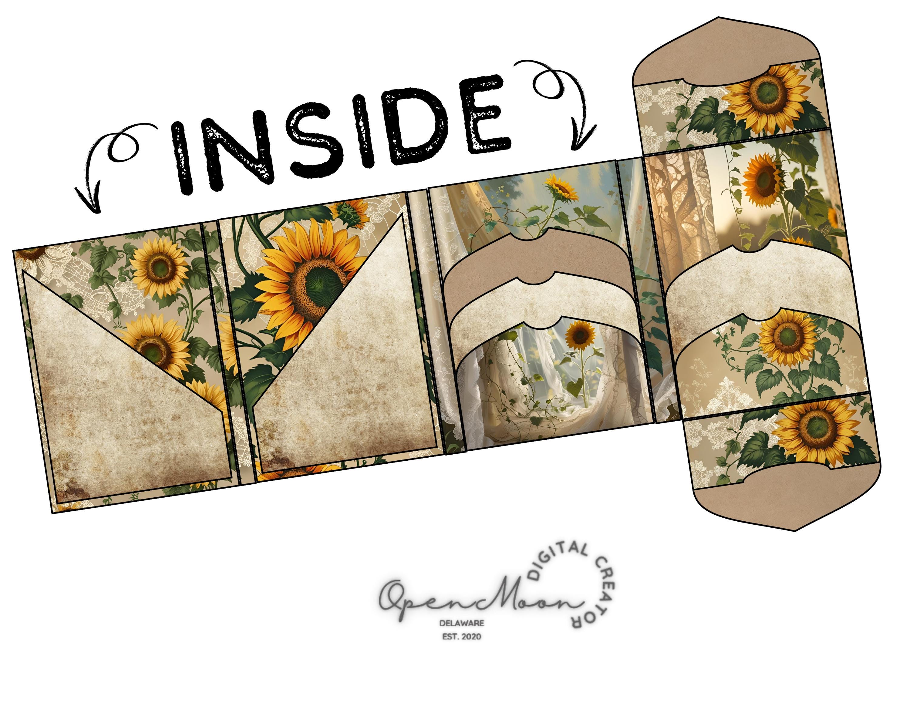 Sunflower Junk Journal Kit: Printable Folding Folio, Ephemera (PDF ...