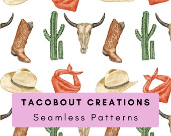 Wild West Cowboy, rodeo, seamless pattern, 300 DPI