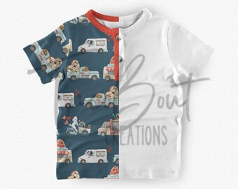 Mock-up camicia Henley, modello di abbigliamento per bambini, modello Procreate, modello Photoshop, modello di abbigliamento realistico