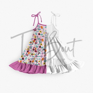 Ruffle strap ruffle Twirl dress mock-up template, Procreate mock-up template, Photoshop mock-up template, realistic clothing mock-up