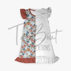 Flutter sleeve dress mock-up template, Procreate mock-up template, Photoshop mock-up template, realistic clothing mock-up