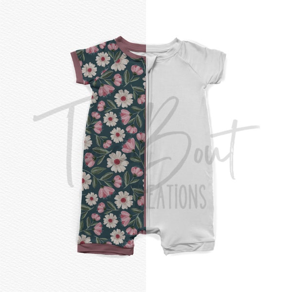 Shortie Sleeper Mockup, zippered romper mock-up, baby pajama mock-up, Procreate mock-up, Photoshop mockup, realistic clothing mock-up