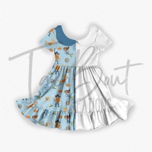 Tiered Peterpan collar Twirl dress mock-up template, Procreate mock-up template, Photoshop mock-up template, realistic clothing mock-up