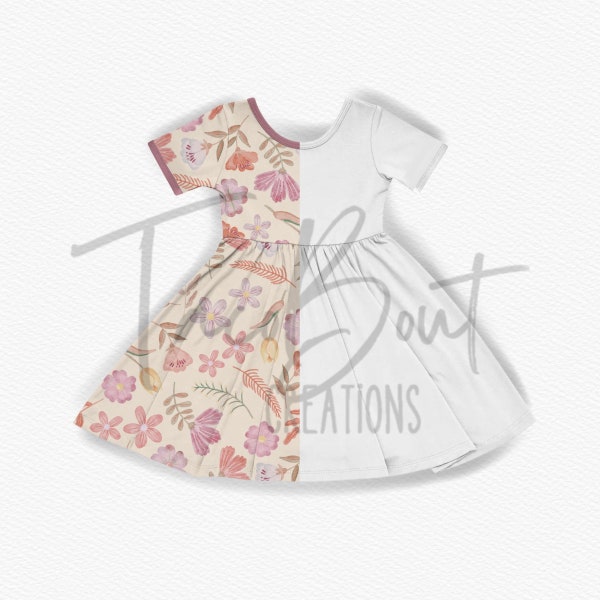 Basic Twirl dress mock-up template, Procreate mock-up template, Photoshop mock-up template, realistic clothing mock-up