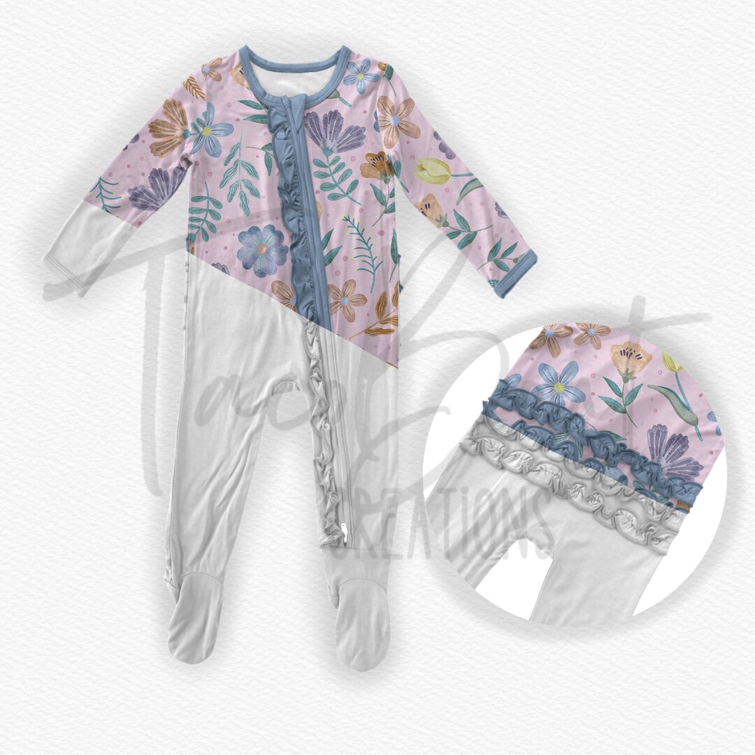 Ruffle Footie Sleeper Mockup, Baby Pajama Mock-up, Procreate ...