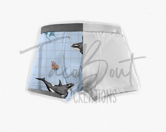 Maqueta de calzoncillos Boxer, maqueta de ropa interior Boxer, maqueta de Procreate, maqueta de Photoshop, maqueta de ropa realista