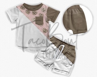 Pocket shirt and shorts mock-up, Procreate mock-up, Photoshop mock-up, realistic clothing mock-up, Photopea mockup