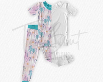 2 piece short sleeve long pants pajama mock-up, realistic mock-up, Photoshop mockup, Procreate mock-up, customizable mock-up