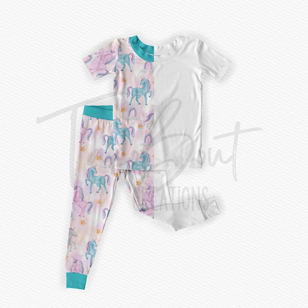 2 piece short sleeve long pants pajama mock-up, realistic mock-up, Photoshop mockup, Procreate mock-up, customizable mock-up