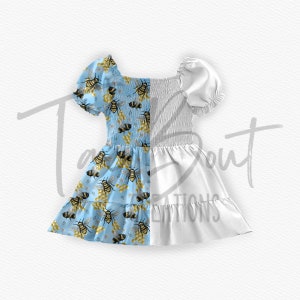 Smocked Twirl dress mock-up template, Procreate mock-up template, Photoshop mock-up template, realistic clothing mock-up