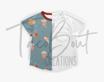 Mock-up di maglietta tascabile, mock-up di Procreate, mock-up di Photoshop, modello di mock-up di maglietta con bordo arrotondato, modello di mock-up di abbigliamento realistico