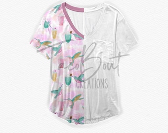Mock-up di camicia con tasca con scollo a V da donna, mock-up Procreate, mockup di Photoshop, modello di mock-up di maglietta tascabile, modello di mock-up di abbigliamento realistico