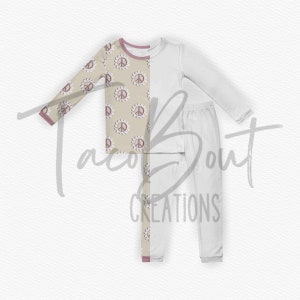 2 piece Pajama mock-up, realistic Procreate mock-up, realistic Photoshop mock-up, long sleeve pajama mock-up, customizable clothing mock-up
