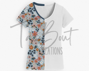 Grundlegende Damen-Shirt mit V-Ausschnitt, Procreate Mock-Up, Photoshop-Mockup, realistische Kleidung Mock-Up-Vorlage, Photopea Mockup