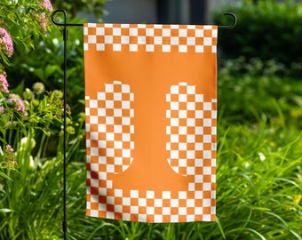 2 Day Ship (Sample) SAVE Tenn Garden Flag Orange White Checkerboard