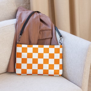 Tennessee Crossbody bag Orange and White Checkerboard