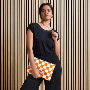 Tennessee Crossbody bag Orange and White Checkerboard