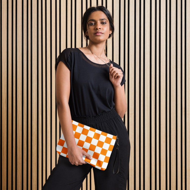 Tennessee Crossbody bag Orange and White Checkerboard