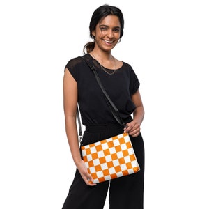 Tennessee Crossbody bag Orange and White Checkerboard