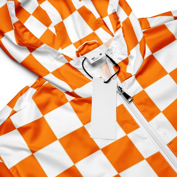 Tennessee Mens Windbreaker Orange and White Checkerboard Etsy