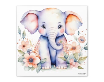 Baby Elephant Canvas Stretched, 0.75"