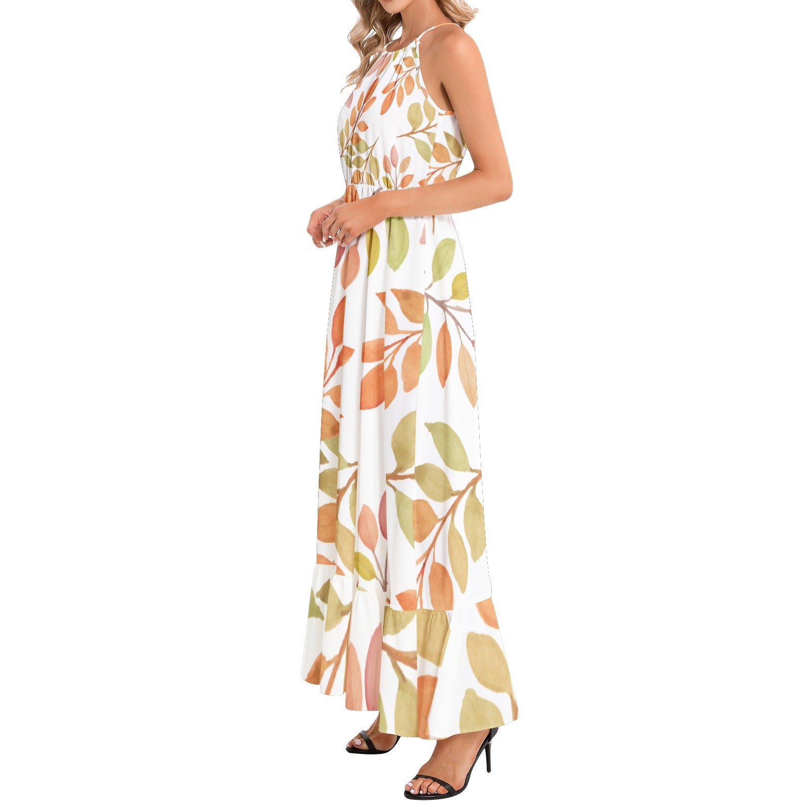 Ruffled Halter Neck Maxi Dress main image 0