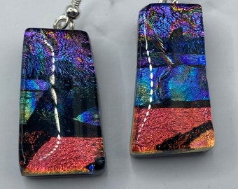 Layered Dichroic Fused Glass Earrings