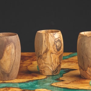 Wooden Mug handmade from Olive Wood, Wooden Cup Handmade for Warm or Cold Liquids, Wooden Pencil Holder image 7