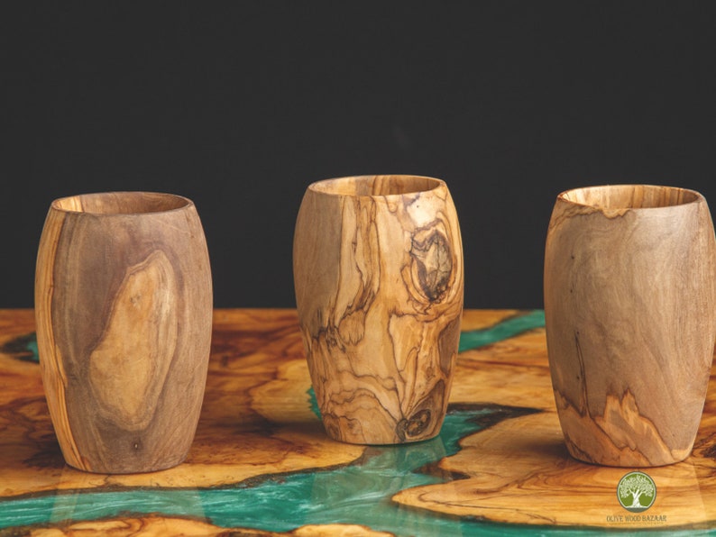 Wooden Mug handmade from Olive Wood, Wooden Cup Handmade for Warm or Cold Liquids, Wooden Pencil Holder image 7