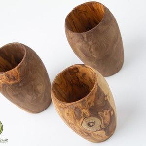 Wooden Mug handmade from Olive Wood, Wooden Cup Handmade for Warm or Cold Liquids, Wooden Pencil Holder image 6